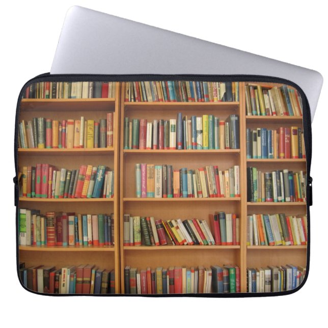 Bookshelf background laptop sleeve (Front)