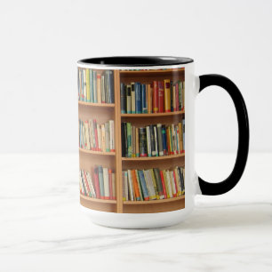 Bookshelf background mug