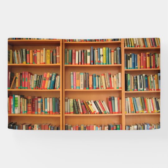 Bookshelf Books Library Bookworm Reading Banner Zazzle.ca
