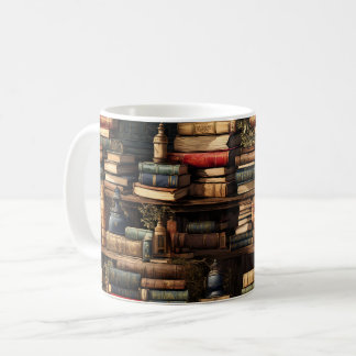 Bookshelf Books Library Bookworm Reading Coffee Mug