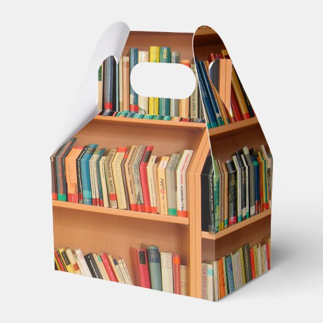 Bookshelf Books Library Bookworm Reading Favor Box (Front Side)