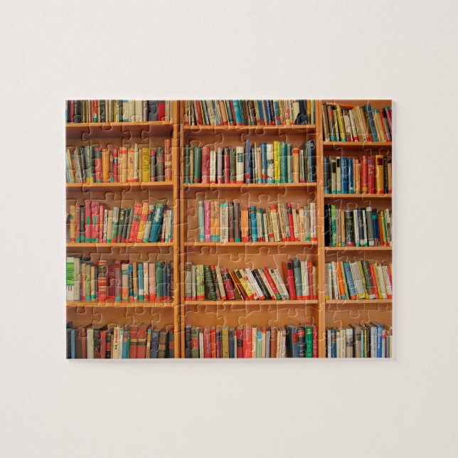 Bookshelf Books Library Bookworm Reading Jigsaw Puzzle (Horizontal)