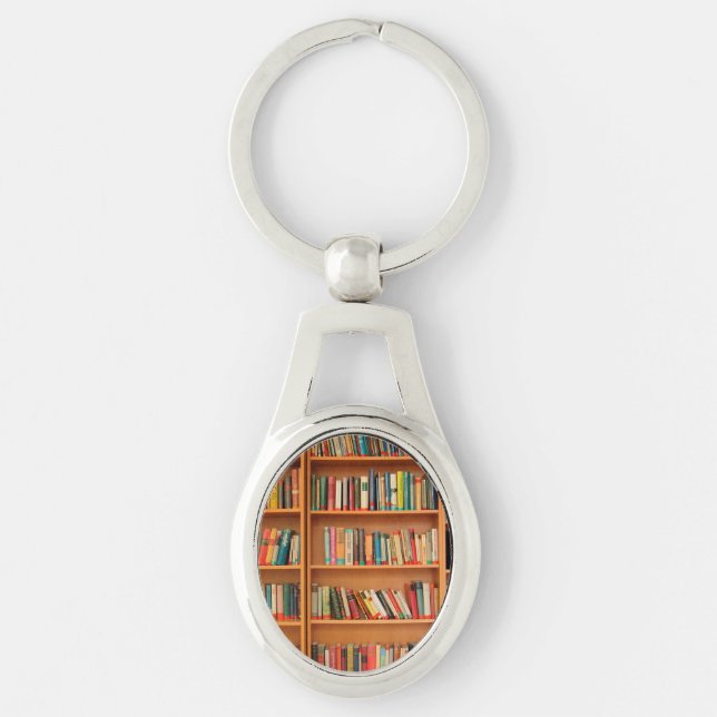 Bookshelf Books Library Bookworm Reading Keychain (Front)