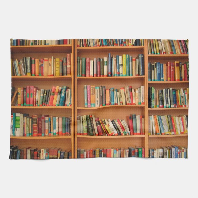 Bookshelf Books Library Bookworm Reading Kitchen Towel (Horizontal)