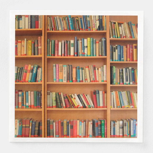 Bookshelf Books Library Bookworm Reading Napkin (Front)