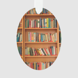 Bookshelf Books Library Bookworm Reading Ornament