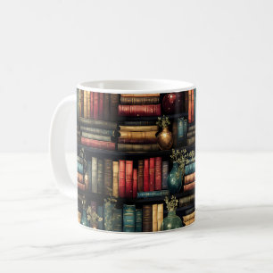 Bookshelf Books Library Bookworm Reading Pattern Coffee Mug