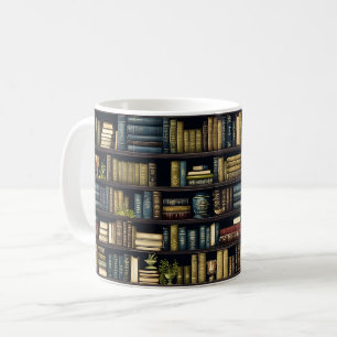 Bookshelf Books Library Bookworm Reading Pattern Coffee Mug