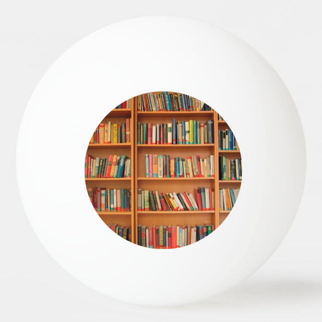 Bookshelf Books Library Bookworm Reading Ping Pong Ball (Front)
