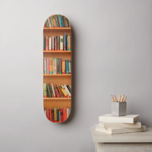 Bookshelf Books Library Bookworm Reading Skateboard