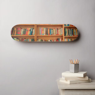 Bookshelf Books Library Bookworm Reading Skateboard