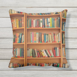 Bookshelf Books Library Bookworm Reading Throw Pillow