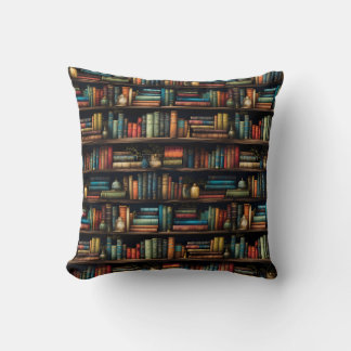 Bookshelf Books Library Bookworm Reading Throw Pillow