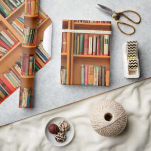 Bookshelf Books Library Bookworm Reading Wrapping Paper