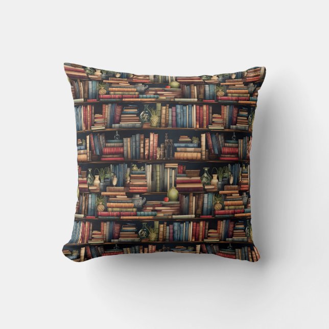 Bookshelf Books Throw Pillow (Front)