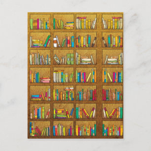 bookshelf pattern postcard