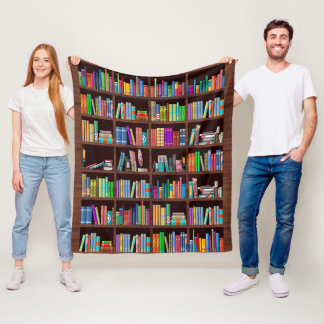 Bookshelf Reader Bookaholic Books Lover Bookworm  Fleece Blanket