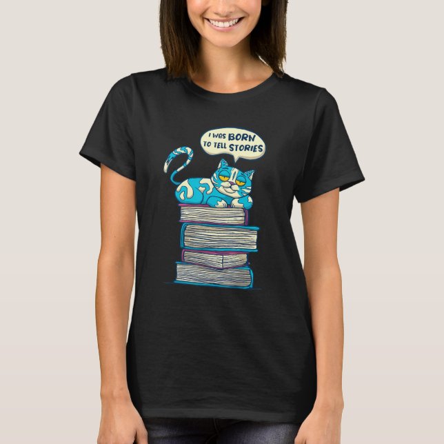 Bookshelf Reading Book  Cats T-Shirt (Front)