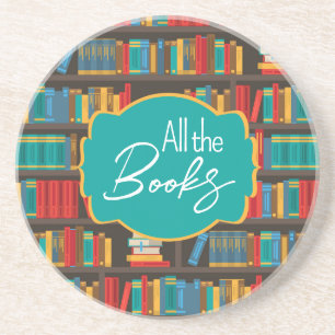 Bookshelf Reading Love Coaster