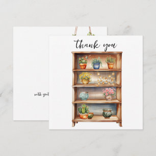 Bookshelves with Cute Plants and Garden Features Holiday Card