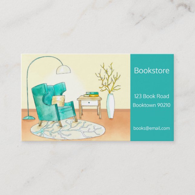 Bookshop, bookstore or online books business card (Front)