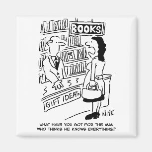 Bookshop Customer asks Shopkeeper a Question Magnet