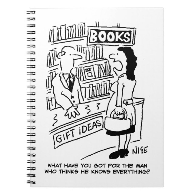 Bookshop Customer asks Shopkeeper a Question Notebook (Front)