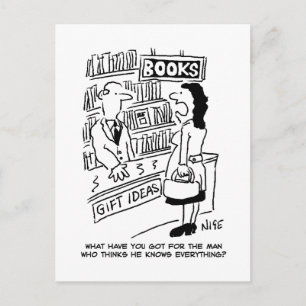 Bookshop Customer asks Shopkeeper a Question Postcard
