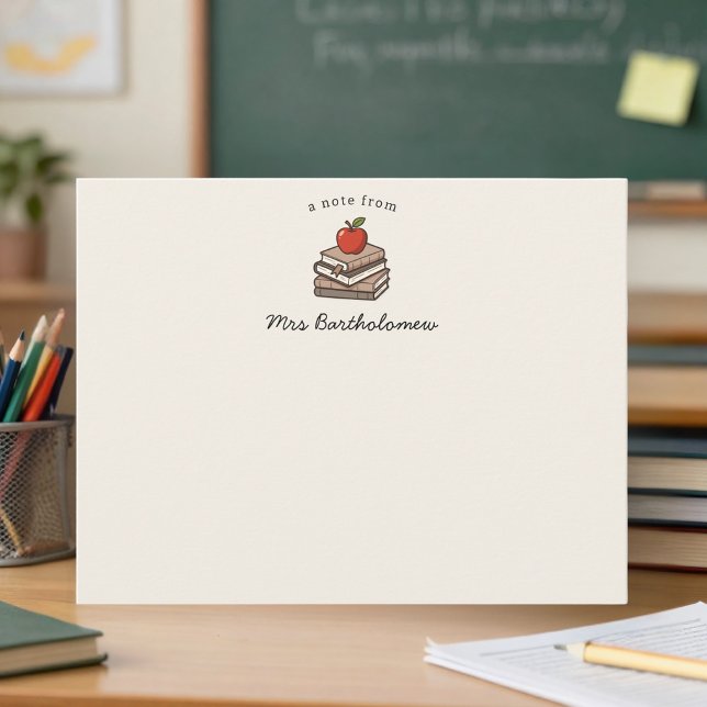 Bookstack and Apple Personalized School Teacher  Card (Creator Uploaded)
