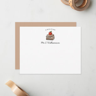 Bookstack and Apple Personalized Teacher Card
