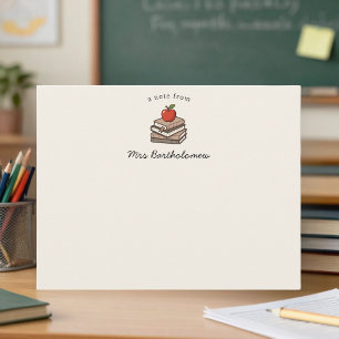 Bookstack and Apple Personalized Teacher  Card