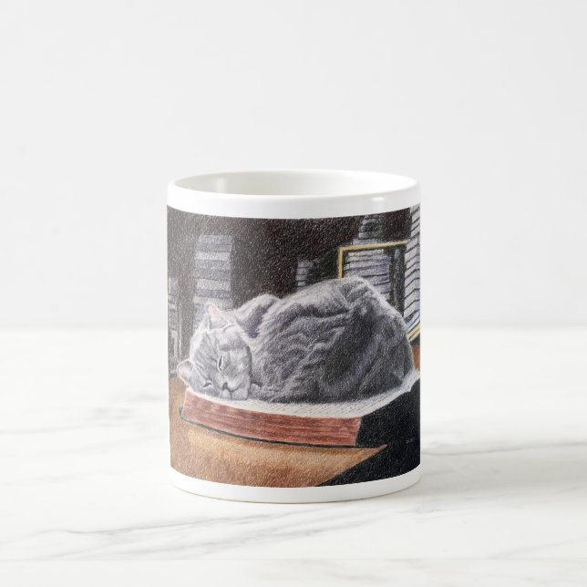 Bookstore Cat Coffee Mug (Center)