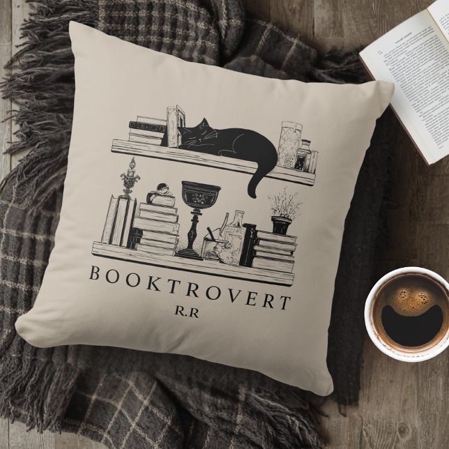 Booktrovert Book Lover's Monogrammed  Throw Pillow (Creator Uploaded)