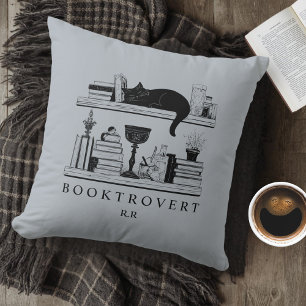 Booktrovert Book Lover's Monogrammed  Throw Pillow