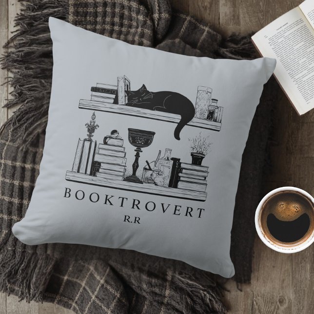 Booktrovert Book Lover's Monogrammed  Throw Pillow (Creator Uploaded)