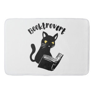 Booktrovert cat with book bath mat