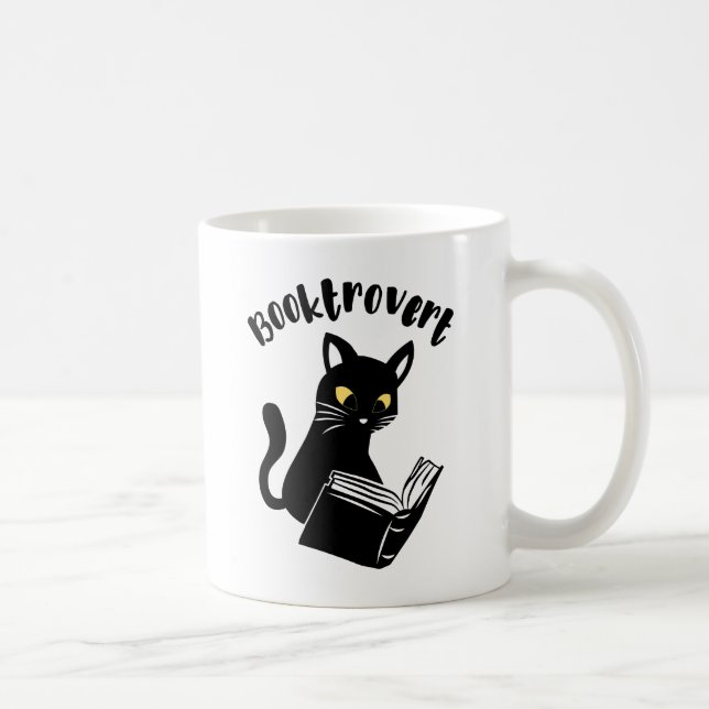 Booktrovert cat with book coffee mug (Right)