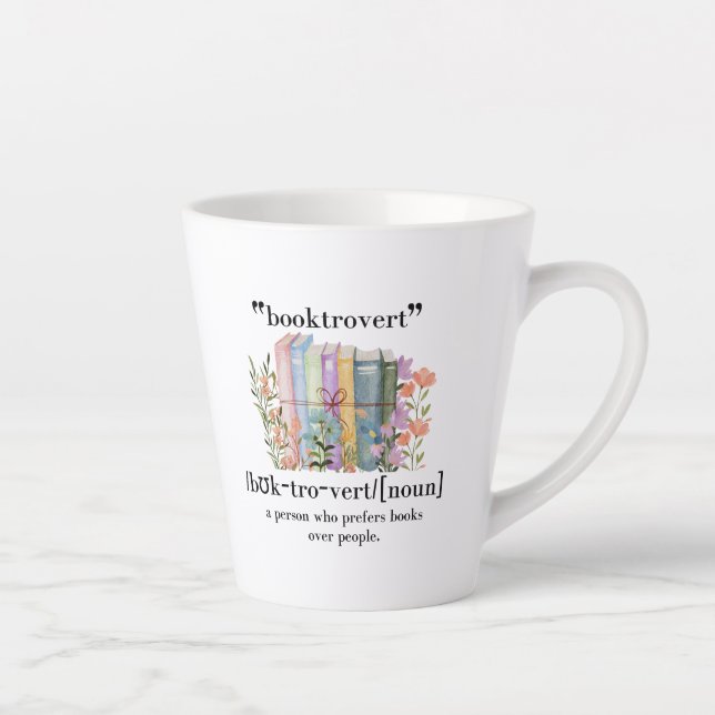 "Booktrovert" Definition  Latte Mug (Right)
