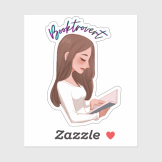 Booktrovert fille classique autocollant