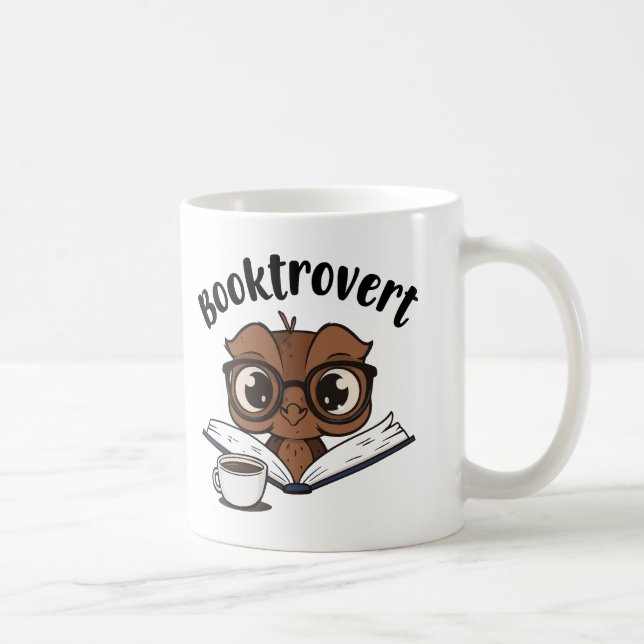 Booktrovert owl with book and coffee coffee mug (Right)