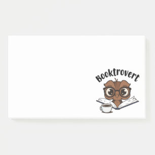 Booktrovert owl with book and coffee post-it notes