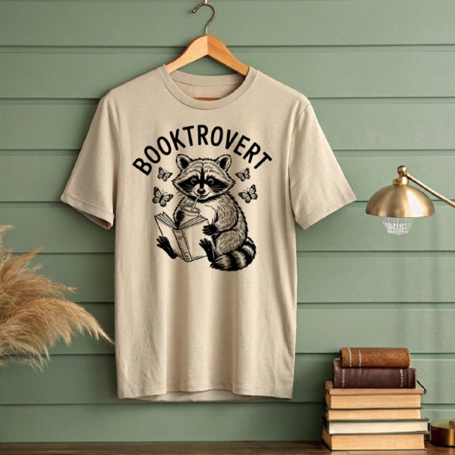 Booktrovert Raccoon Reading Drink T-Shirt (Creator Uploaded)