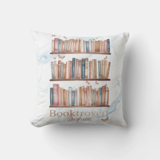 Booktrovert Watercolor Classic Book-Lover Throw Pillow