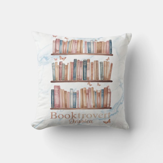 Booktrovert Watercolor Classic Book-Lover  Throw Pillow (Front)