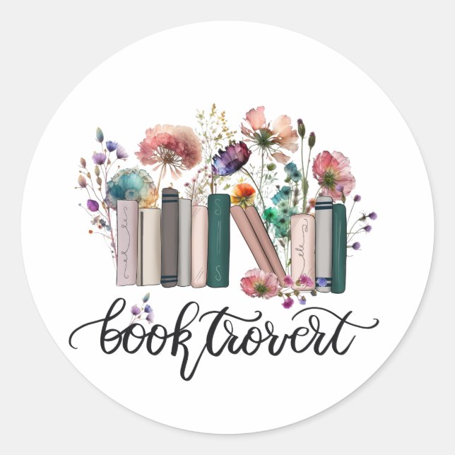 Booktrovert wildflowers  classic round sticker (Front)