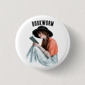 Bookworm, 1 Inch Round Button