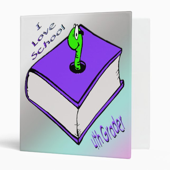 Bookworm 4th Grader Avery Binder (Front/Inside)