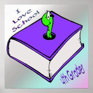Bookworm 4th Grader Poster