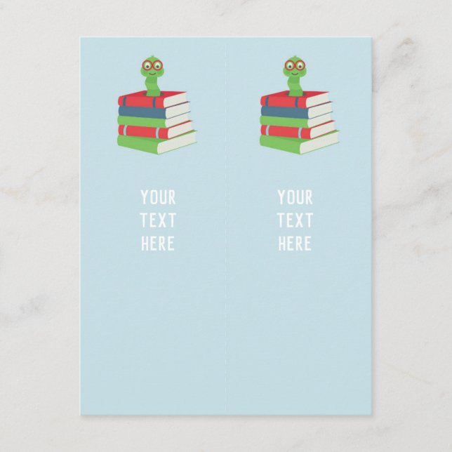 Bookworm Baby Shower Blue 2x Bookmarks Enclosure Card (Front)