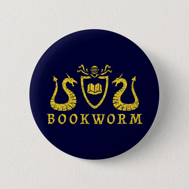 Bookworm Blazon Button (Front)